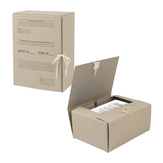 Короб архивный STAFF, 150 мм, переплетный картон, 2 хлопчатобумажные завязки, до 1400 листов, 110931, фото 6