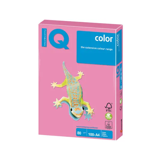 Бумага IQ color, А4, 80 г/м2, 100 л., неон, розовая, NEOPI, фото 1