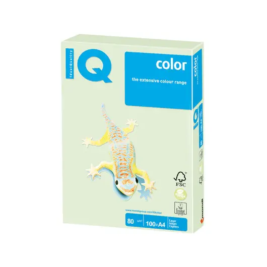 Бумага IQ color, А4, 80 г/м2, 100 л., пастель светло-зеленая, GN27, фото 1