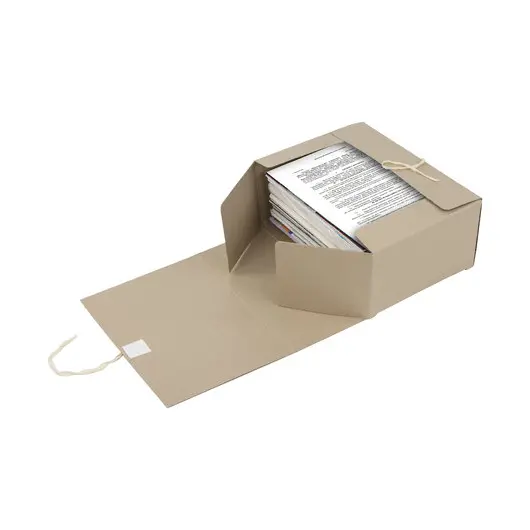 Короб архивный STAFF, 150 мм, переплетный картон, 2 хлопчатобумажные завязки, до 1400 листов, 110931, фото 4