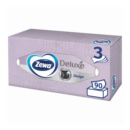 Салфетки косметические 3-слойные ZEWA Delux Design, 90 шт., в картонном боксе, 28420, фото 5
