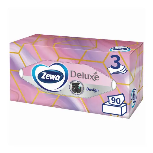 Салфетки косметические 3-слойные ZEWA Delux Design, 90 шт., в картонном боксе, 28420, фото 4