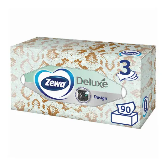 Салфетки косметические 3-слойные ZEWA Delux Design, 90 шт., в картонном боксе, 28420, фото 3