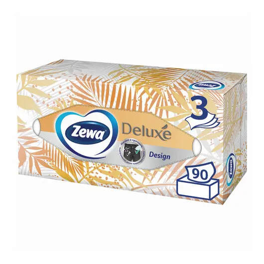 Салфетки косметические 3-слойные ZEWA Delux Design, 90 шт., в картонном боксе, 28420, фото 2