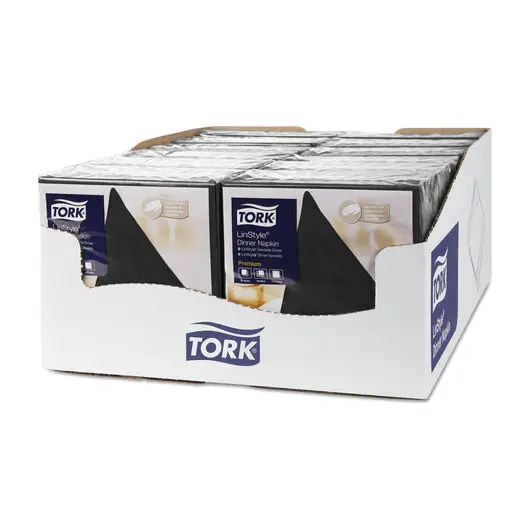 Салфетки бумажные нетканые сервировочные TORK &quot;LinStyle Premium&quot;, 39х39 см, 50 шт., чёрные, 478726, фото 2