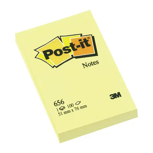 Блок самоклеящиеся (стикер) POST-IT ORIGINAL 51х76 мм, 100 л., желтый, 656, фото 1