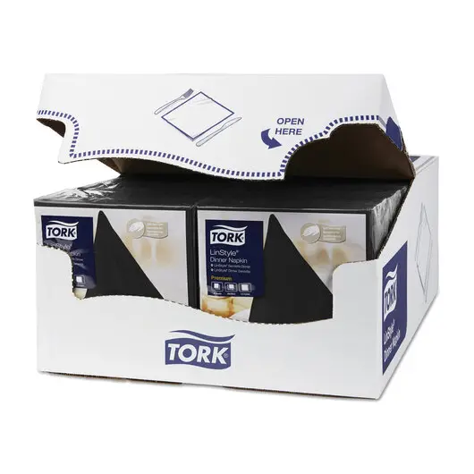 Салфетки бумажные нетканые сервировочные TORK &quot;LinStyle Premium&quot;, 39х39 см, 50 шт., чёрные, 478726, фото 3