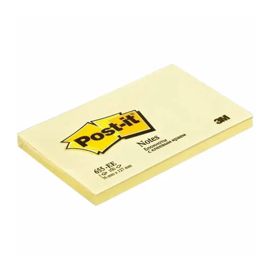 Блок самоклеящийся (стикер) POST-IT ORIGINAL 76х127 мм, 100 л., желтый, 655, фото 1