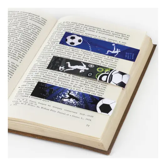 Закладки для книг с магнитом &quot;ФУТБОЛ&quot;, набор 6 шт., блестки, 25x196 мм, ЮНЛАНДИЯ, 111645, фото 4