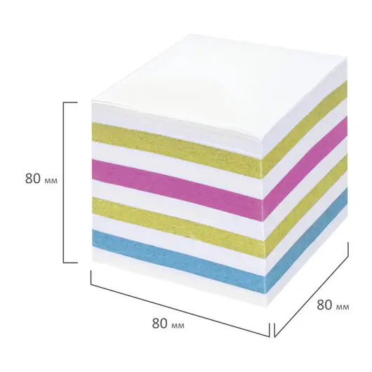 Блок для записей STAFF непроклеенный, куб 8*8*8 см, цветной, чередование с белым, ХХХ, фото 6