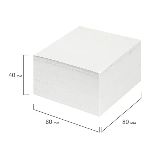 Блок для записей STAFF непроклеенный, куб 8*8*4 см, белый, белизна 70-80%, ХХХХХХ, фото 4