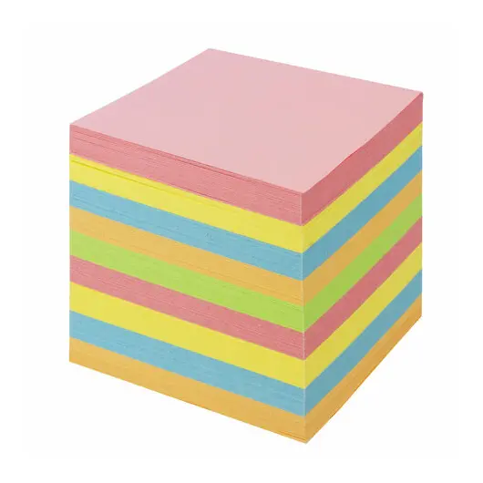Блок для записей BRAUBERG в подставке прозрачной, куб 9х9х9 см, цветной, 122225, фото 3