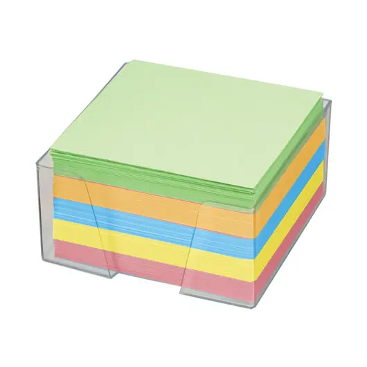Блок для записей BRAUBERG в подставке прозрачной, куб 9х9х5 см, цветной, 122226, фото 2
