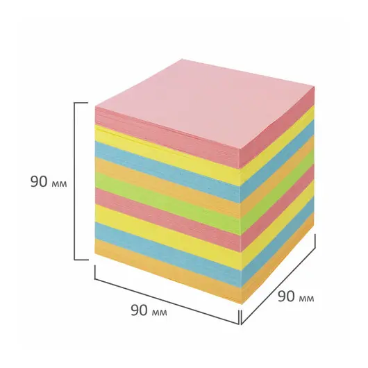 Блок для записей BRAUBERG в подставке прозрачной, куб 9х9х9 см, цветной, 122225, фото 5