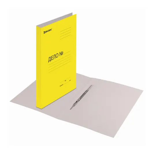 Скоросшиватель картонный мелованный BRAUBERG, гарантированная плотность 360 г/м2, желтый, до 200 листов, 121520, фото 6