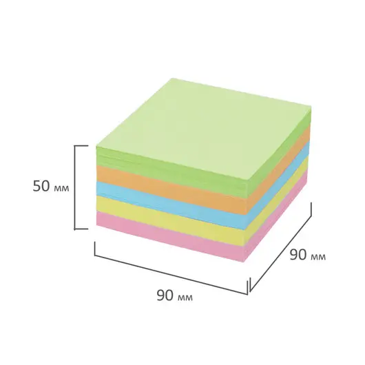 Блок для записей BRAUBERG в подставке прозрачной, куб 9х9х5 см, цветной, 122226, фото 5