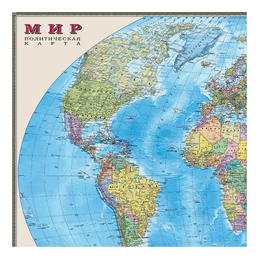 Карта настенная &quot;Мир. Политическая карта&quot;, М-1:25 млн., размер 122х79 см, ламинированная, тубус, 3, фото 2