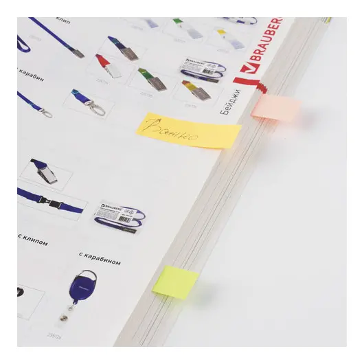 Закладки клейкие BRAUBERG НЕОНОВЫЕ бумажные, 45х15 мм, 5 цветов х 20 листов, в картонной книжке, 122734, фото 7