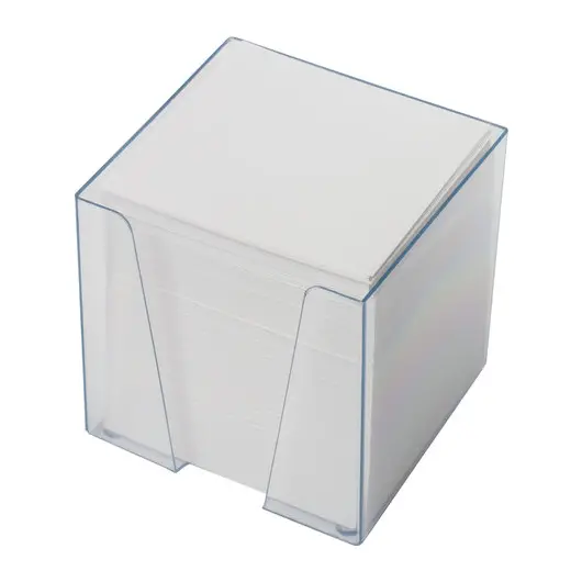 Блок для записей BRAUBERG в подставке прозрачной, куб 9х9х9 см, белый, белизна 95-98%, 122223, фото 2