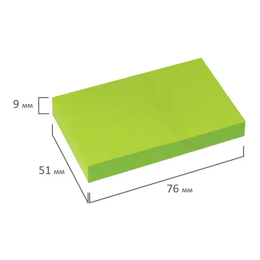 Блок самоклеящийся (стикеры), BRAUBERG, НЕОНОВЫЙ, 76х51 мм, 90 листов, зеленый, 122700, фото 5