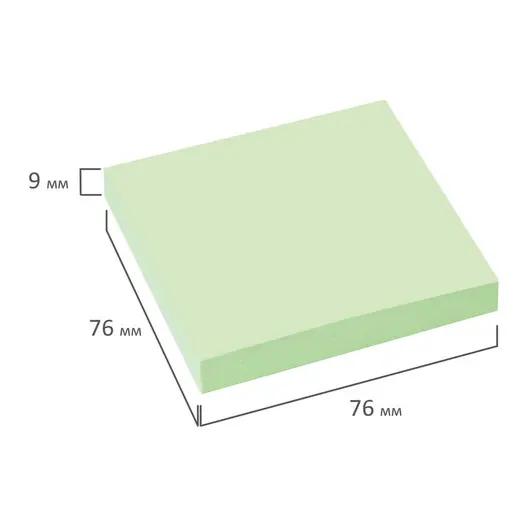 Блок самоклеящийся (стикеры) BRAUBERG, ПАСТЕЛЬНЫЙ, 76х76 мм, 100 листов, зеленый, 122696, фото 5