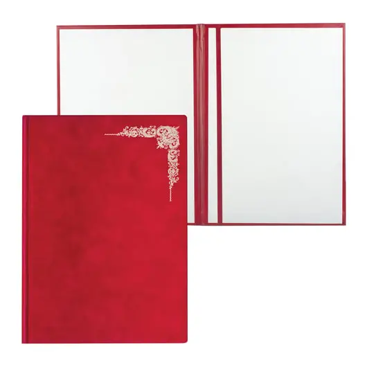 Папка адресная бархат с виньеткой, формат А4, красная, индивидуальная упаковка, АП4-фк-047, фото 1