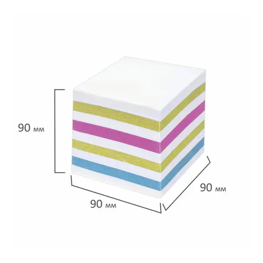 Блок для записей STAFF непроклеенный, куб 9х9х9 см, цветной, чередование с белым, 126367, фото 5