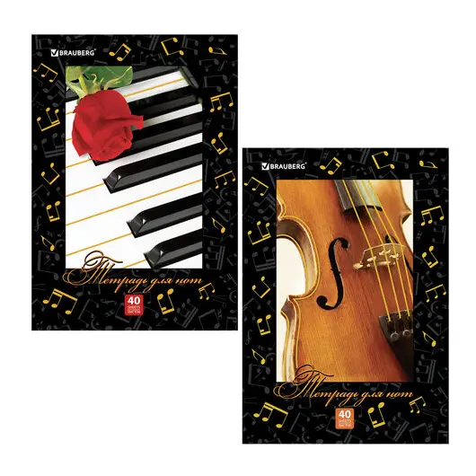 Тетрадь для нот А4, 40 л., BRAUBERG, обложка мелованный картон, вертикальная, 2 вида, 125418, фото 1