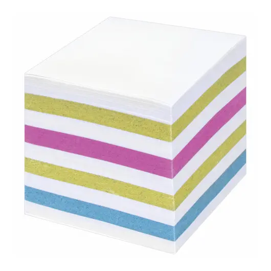 Блок для записей STAFF непроклеенный, куб 9х9х9 см, цветной, чередование с белым, 126367, фото 2