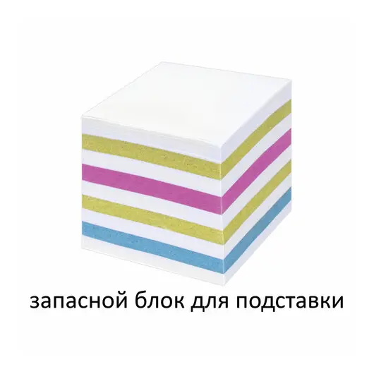 Блок для записей STAFF непроклеенный, куб 9х9х9 см, цветной, чередование с белым, 126367, фото 3