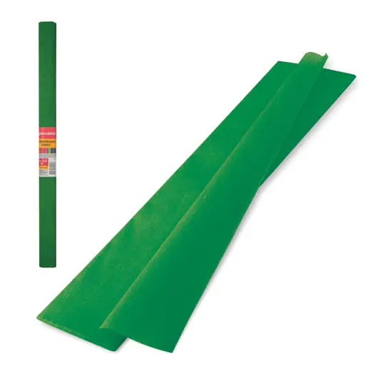 Цветная бумага крепированная плотная, растяжение до 45%, 32 г/м2, BRAUBERG, рулон, темно-зеленая, 50х250 см, 126537, фото 1