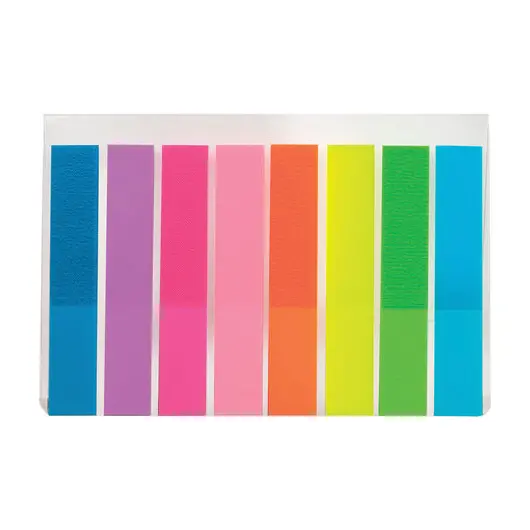 Закладки клейкие BRAUBERG НЕОНОВЫЕ, пластиковые, 45х8 мм, 8 цветов х 20 листов, в пластиковой книжке, 126699, фото 3