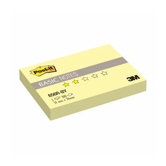 Блок самоклеящийся (стикер) POST-IT Basic, 51х76 мм, 100 л., желтый, 656R-BY, фото 1