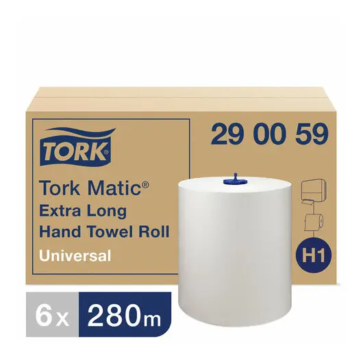 Полотенца бумажные рулонные TORK (Система H1) Matic, комплект 6 шт., Universal, 280 м, белые, 290059, фото 3