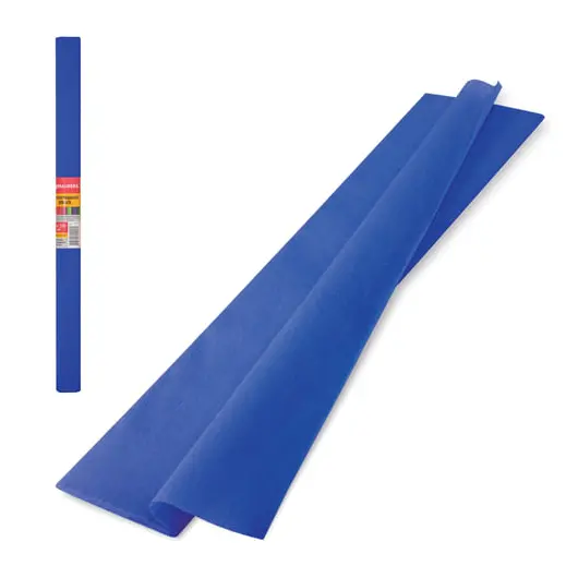 Цветная бумага крепированная плотная, растяжение до 45%, 32 г/м2, BRAUBERG, рулон, синяя, 50х250 см, 126535, фото 1