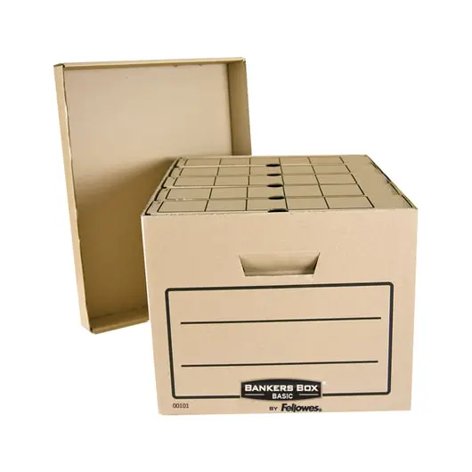 Короб архивный (445x270х335 мм), с крышкой, гофрокартон, FELLOWES (BANKERS BOX) &quot;Basic&quot;, FS-00101, фото 1