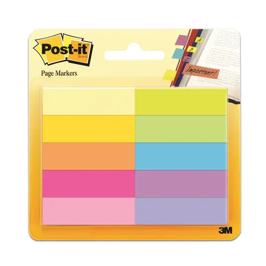 Закладки клейкие POST-IT, бумажные, 12,7 мм, 10 цветов х 50 шт., 670-10AB, фото 1
