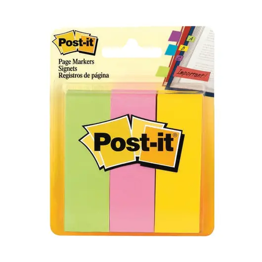 Закладки клейкие POST-IT, бумажные, 22,2 мм, 3 цвета х 100 шт., 671-3, фото 1