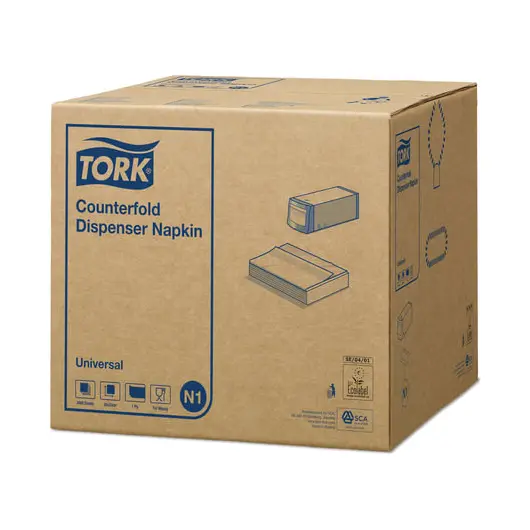 Салфетки TORK (Система N1) Counterfold, комплект 16 шт., 33х30 см, 250 шт., белые, 10905, фото 2