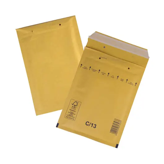 Конверт-пакеты с прослойкой из пузырчатой пленки (170х220 мм), крафт-бумага, отрывная полоса, КОМПЛЕКТ 100 шт., С/0-G, фото 1