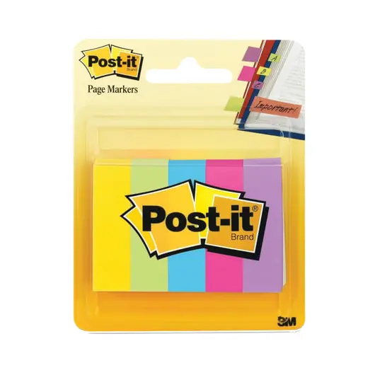 Закладки клейкие POST-IT, бумажные, 12,7 мм, 5 цветов х 100 шт., 670-5AU, фото 1