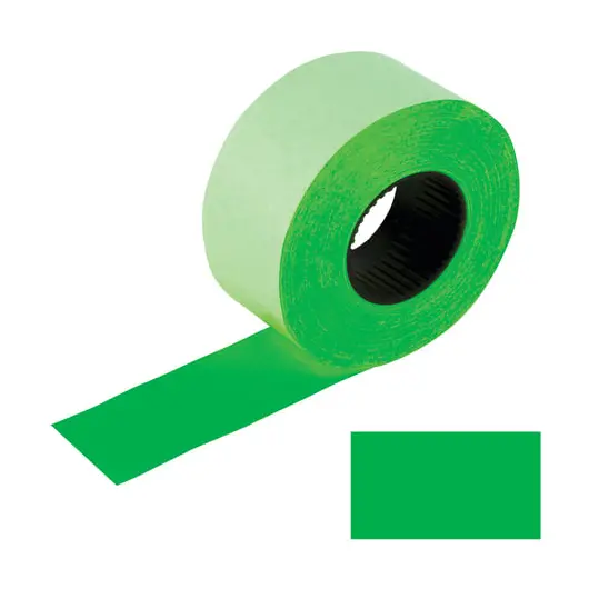 Этикет-лента 26х16 мм, прямоугольная, зеленая, КОМПЛЕКТ 5 рулонов по 800 шт., BRAUBERG, 128460, фото 1