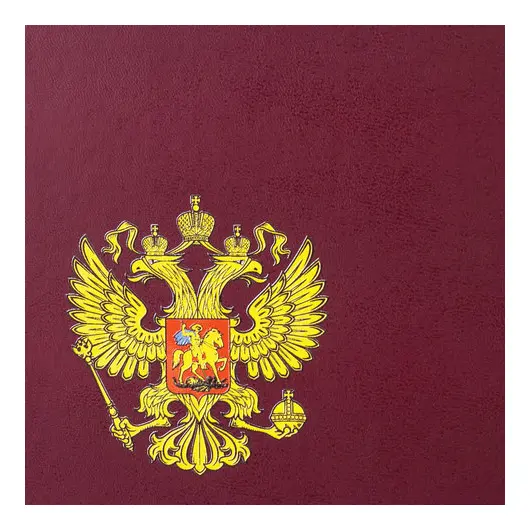 Папка адресная бумвинил с гербом России, 3D-печать, формат А4, бордовая, индивидуальная упаковка, ПД-013, фото 4