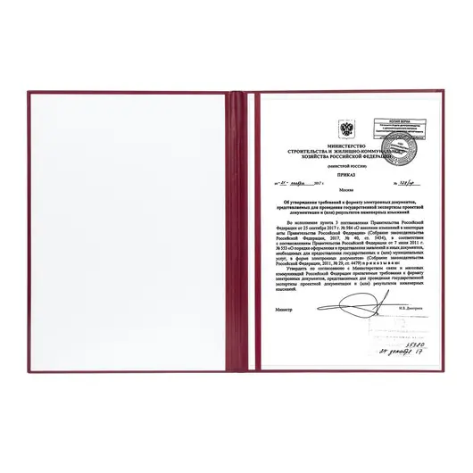 Папка адресная бумвинил с гербом России, 3D-печать, формат А4, бордовая, индивидуальная упаковка, ПД-013, фото 3
