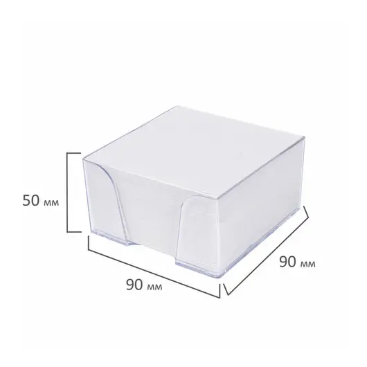 Блок для записей STAFF в подставке прозрачной, куб 9х9х5 см, белый, белизна 70-80%, 129194, фото 4