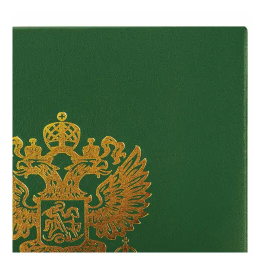 Папка адресная бумвинил с гербом России, формат А4, зеленая, индивидуальная упаковка, STAFF, 129581, фото 4