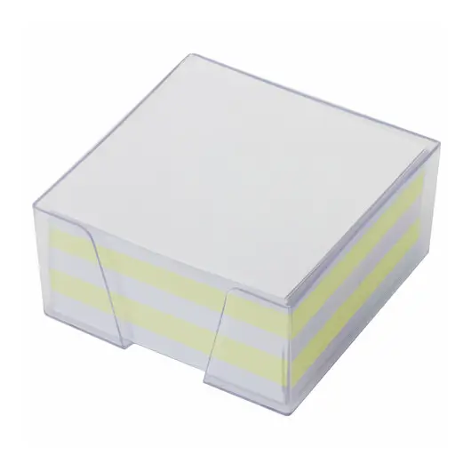 Блок для записей STAFF в подставке прозрачной, куб 9х9х5 см, цветной, чередование с белым, 129198, фото 2
