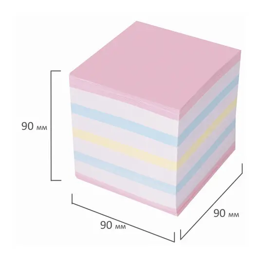 Блок для записей STAFF проклеенный, куб 9х9х9 см, цветной, чередование с белым, 129208, фото 5