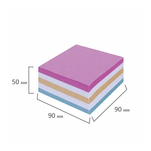 Блок для записей STAFF проклеенный, куб 9х9х5 см, цветной, чередование с белым, 129200, фото 5