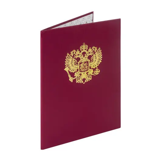 Папка адресная бумвинил с гербом России, формат А4, бордовая, индивидуальная упаковка, STAFF, 129576, фото 1